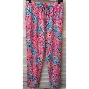 Lilly Pulitzer Womens Colorful Floral Print Elastic Waist Pants M